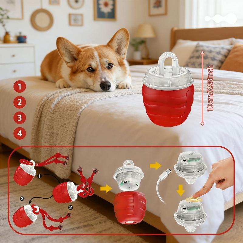 Rechargeable Canine Entertainment Toy Variable Rolled Speed and Sound Effect to Relieve Boredom and Anxiety