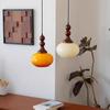 Mid-Century Wabi-Sabi Walnut Glass Pendant Light for Entryway, Hallway, Bar, Study, or Bedroom.
