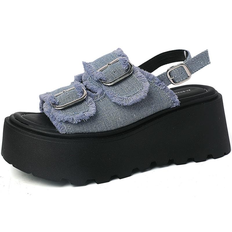 Fashion versatile thick-bottomed height-increasing cool slippers for women's outer wear,models for going out, casual and comfortable wedge slippers