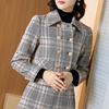 KAVON 2025 Fall/Winter British Style Plaid Double-Breasted Jacket