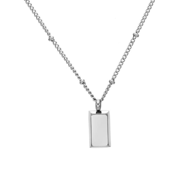 18K Gold-Plated Titanium Steel Necklace: Colorfast Geometric Square Pendant on Internet Celebrity Bead Chain