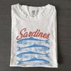 Maglietta Vintage Sardine, T-shirt Grafica Pesce Costiero, Top Estetica Estiva Francese, Regalo Spiaggia per Amante dei Frutti di Mare