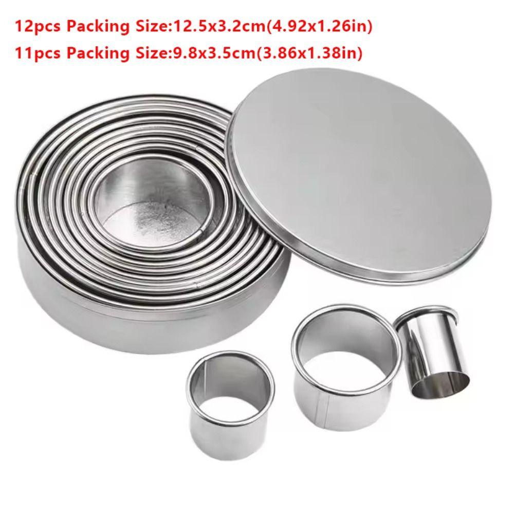 11/12pcs Stainless Steel Biscuit Mold 11/12PCS Set Round Shape Dough Cutter Dumplings Skin Mold Baking Pastry Mold Pastry Making