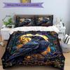 3pcs Stained Glass Raven Duvet Cover Set, 1 Duvet Cover + 2 Pillowcases (No Insert), High-Definition Print, Home & Dorm yy251123005