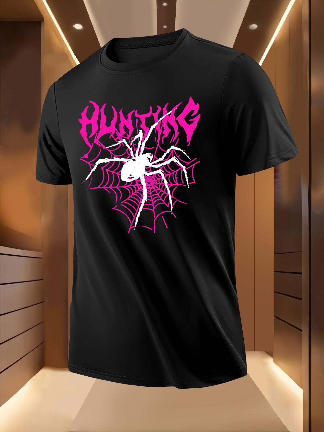 Light Grey Tshirt - Gothic Spider Graphic Tee with Round ... S