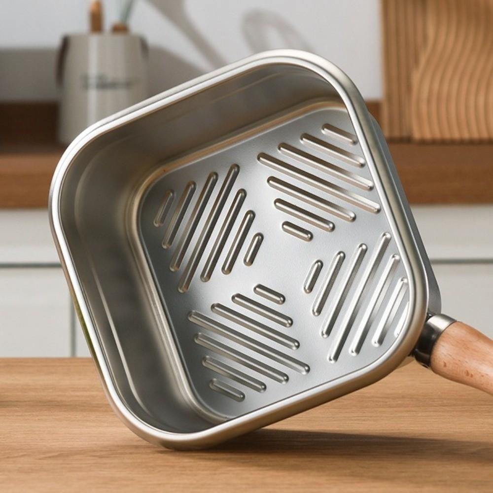 Durable Stainless Steel Frying Pan Square Shape with Basket Cooking Pot Non-Stick Camping Cookware Set Camping