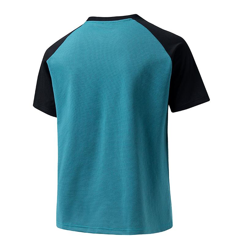 Men's Short-sleeved T-shirt Sun Protection Disan Shu Elastic Small Square Fabric Men's Round Neck Splicing Color-inserted Short-sleeved T-shirt
