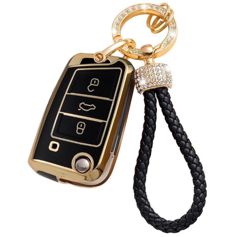 Fashion Pink For Volkswagen Vw Polo Golf 7 Passat Tiguan Mk2 Beetle Ateca Caddy T5 Flip Folding Car Key Case Cover Accessories