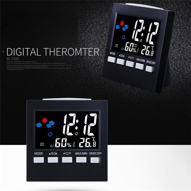 Voice Control LCD Screen Thermometer Clocks Indoor Humidity Monitor Electronic Digital Display Clock
