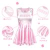 [LittleForBig] Unisex Glänsande Satinkjol Cheerleader Sissy Silkeslen Ärmlös Klänning, Rosa, Storlek L