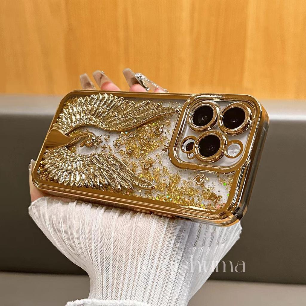 3D Swan Flowing Sand Phone Case for IPhone 16 Pro Protective Case for Apple 15max Case 14plus Trendy