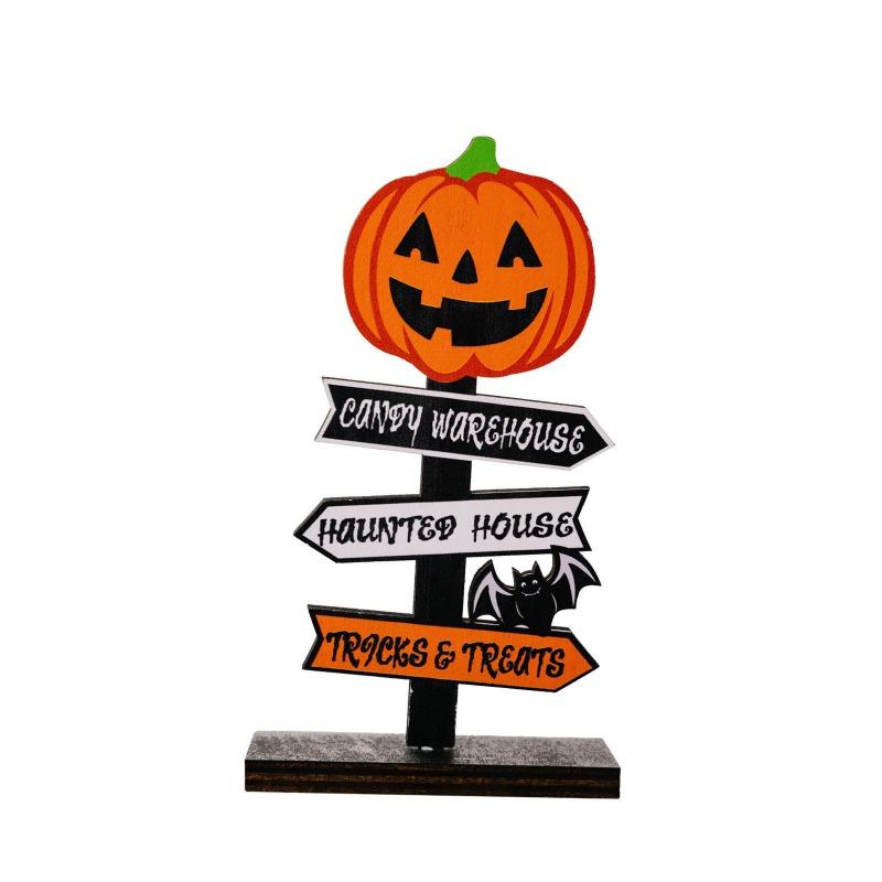 New Ghost Festival Decorations Halloween Pumpkin Alphabet Wooden Ornament Halloween Tree Shape Ghost Table