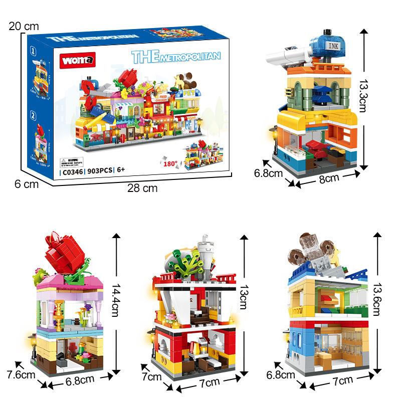 Creative Commercial Street View Building Mini Series Boys And Girls Birthday Gift Diy Assembly Small Particle Building Block