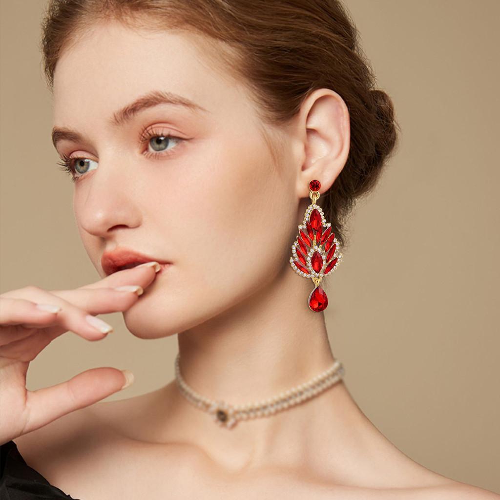 Waterdrop Crystal Dangle Earrings With Finish For Wedding And Party Wear