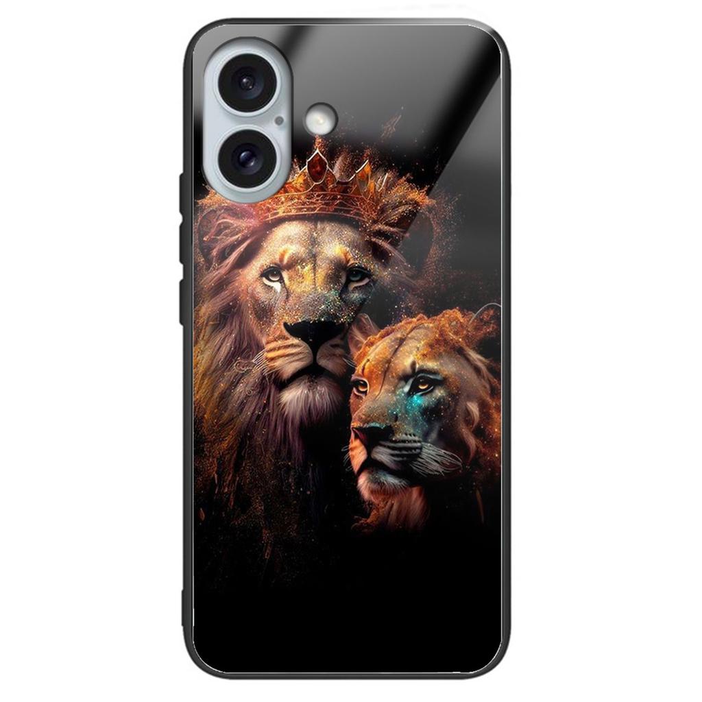 For iPhone 16 Case Tempered Glass TPU Drop-Proof Phone Cover Pattern Printing