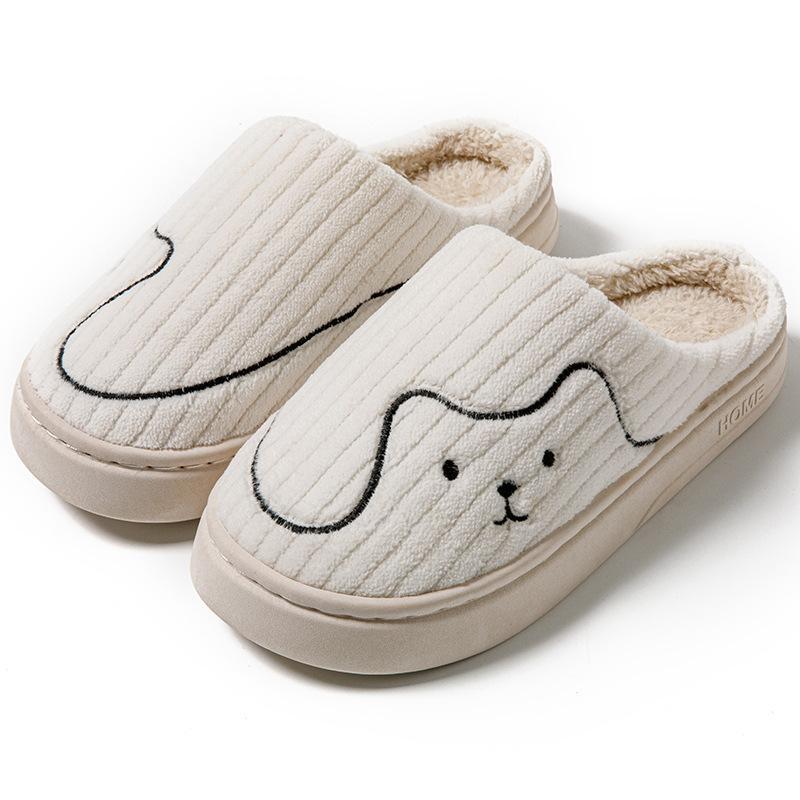 Cute cartoon cotton slippers autumn and winter indoor women's home use warm, comfortable and lightweight thick-bottomed couple hair slippers men