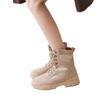 Brown Canvas Martin Boots Women's Summer Spring and Autumn New Outdoor Hiking Shoes Versatile Desert Boots Platform Short Boots