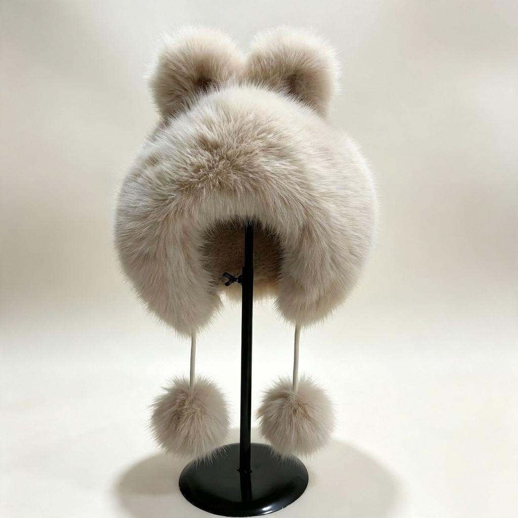 Imitation Mink Hair Rabbit Ears Lei Feng Hat Women's Winter Cute Plush Ear Protection Hat Northeast Cold Warm Hat