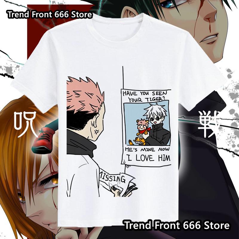 T-shirts Japonais Anime Chaud Jujutsu Kaisen Homme Enfant Coton Motif Gojo T-Shirt Ras du Cou Enfant Homme Femme T-shirt Harajuku