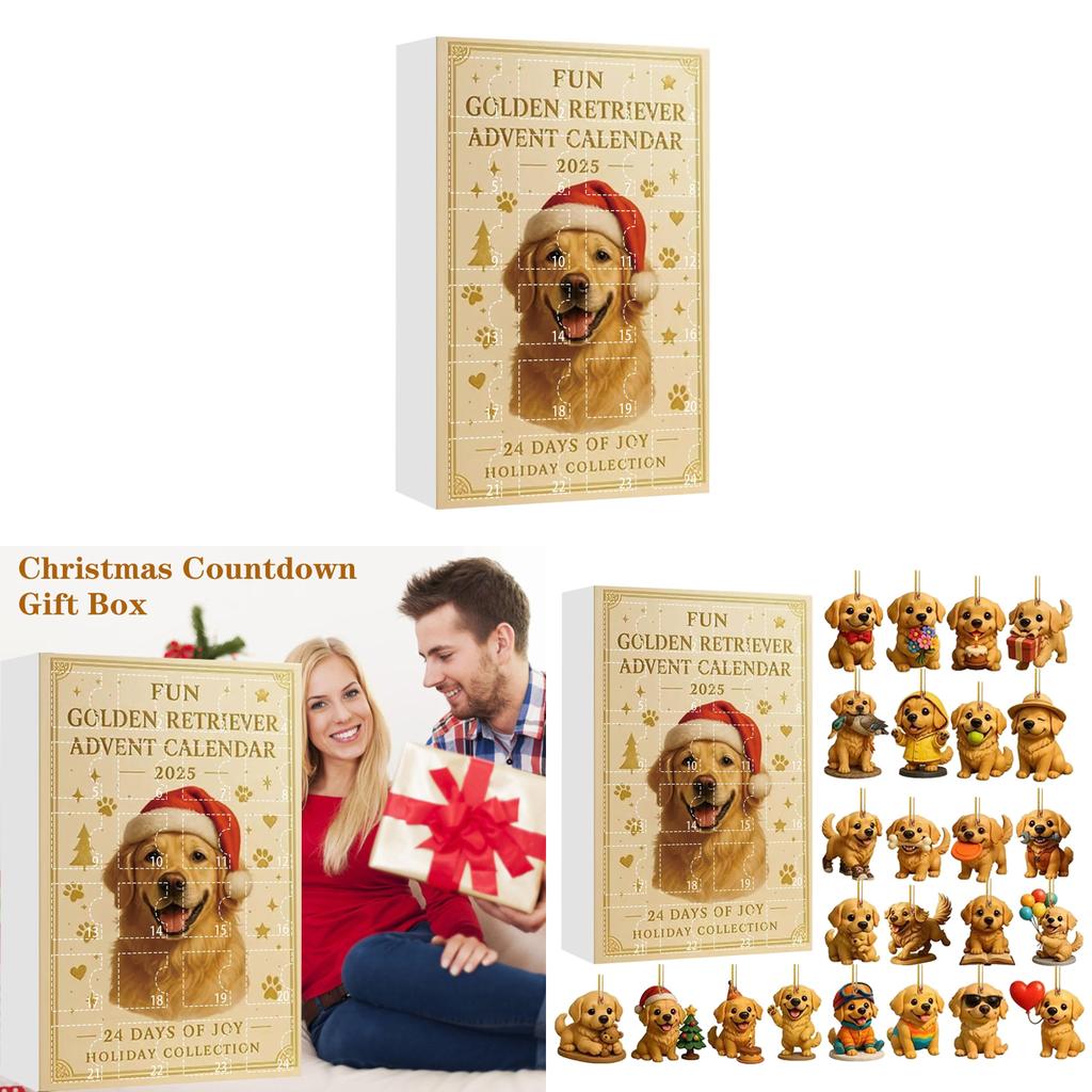 Dog Theme Christmas Advent Calendar With Acrylic Animal Figures For Holiday Gift Giving