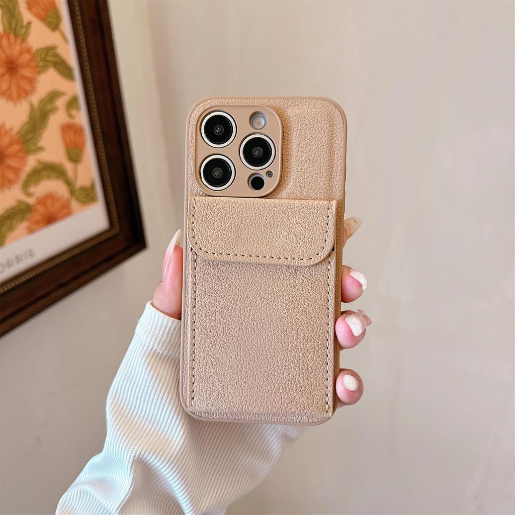 Litchi Pattern Leather Full Coverage Card Holder Case for iPhone 15 and 12, Compatible with Apple Air.