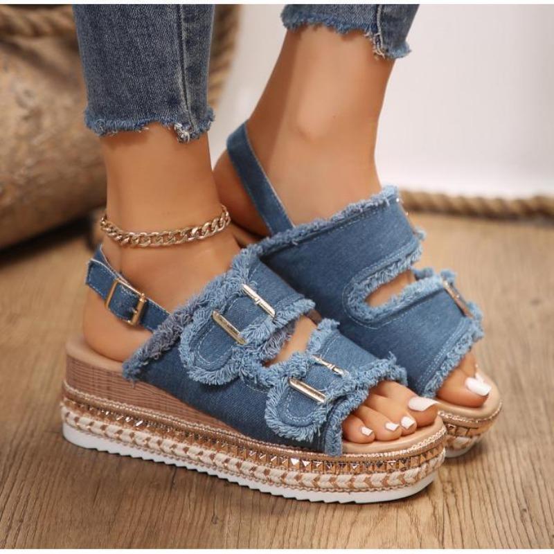

Niche retro slippers women s summer wear new casual women s platform sandals new beach sandals 43 синий