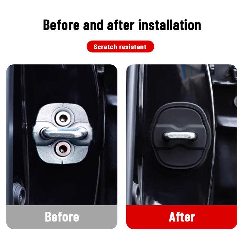 For NISSAN Altima 2010- Silicone Car Door Lock Buckle Protection Cover Elastic Anti-Collision Shock Absorbing Pad