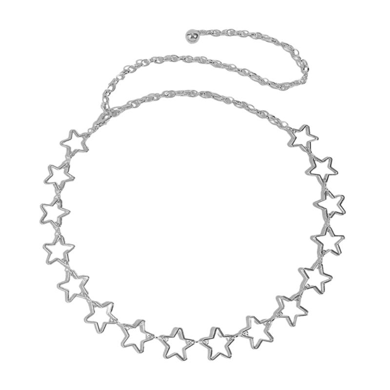 

Retro Style Star Waist Chain with Metal Material for Men Women Fashion Belt Suitable for Casual Party Music Festival Wear серебряный