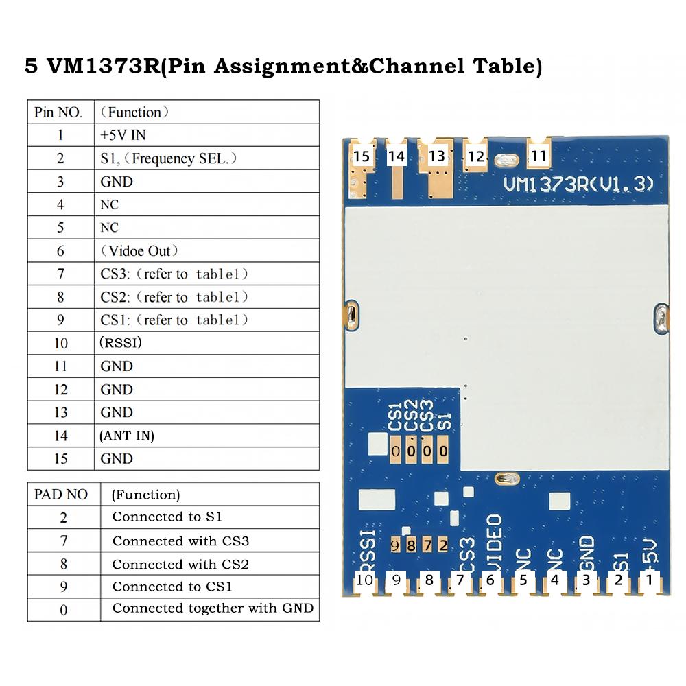 DC 5V VM1373R 1.2G 1.3G FPV Video Transmission Module Analog Wireless Audio/Video Transmission Receiver Module