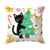 Christmas Tree Cat Pillowcase Printed Polyester 40/45/50cm Throw Pillowcover Decorative Sofa Cushion Pillowslip Home Decor