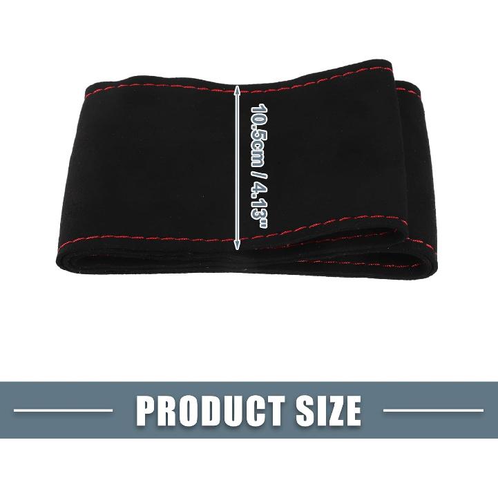 Car Hand Sewn DIY Steering Wheel Cover Breathable Comfortable 32-35cm Stitch on Wrap Cover Suede Black Stitches Red