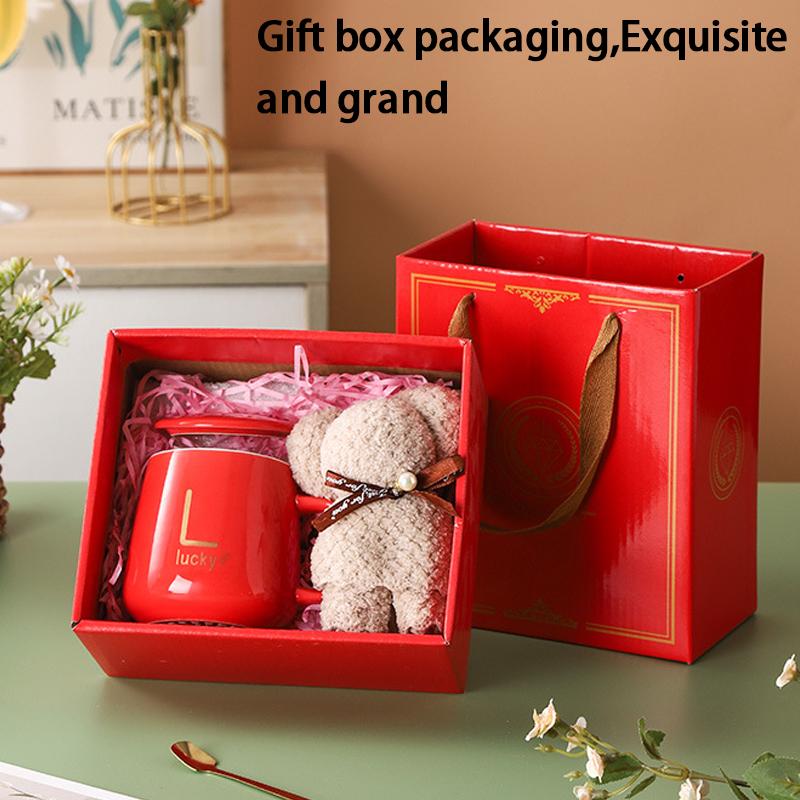 400 ml Keramiktasse Geschenkset – Handliche Kaffee-/Teetasse mit Henkel & Löffel in Geschenkbox