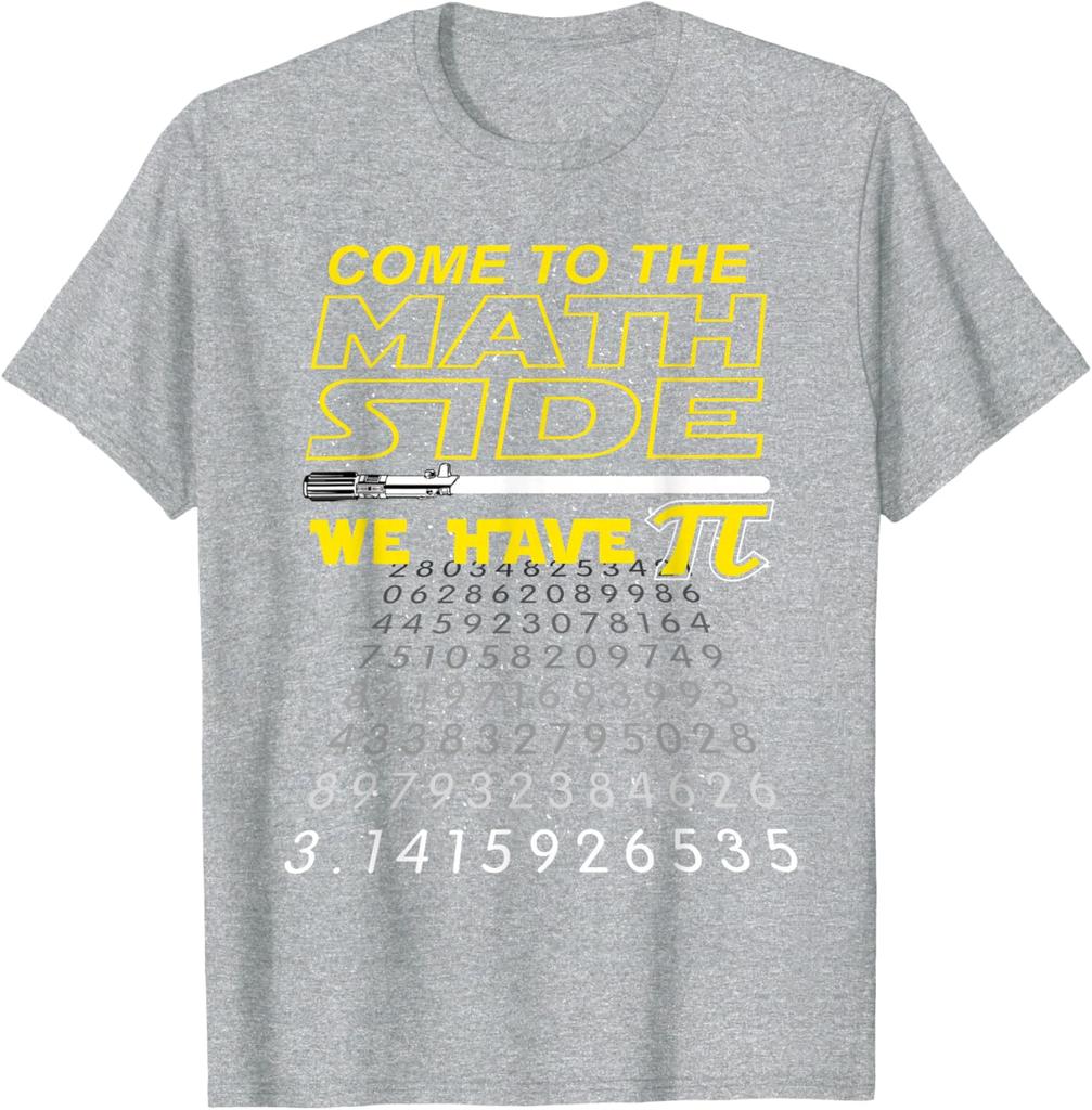Come to The Math Side We Have Pi Math TShirt Graphic TShirt Mens Casual Crewneck Tee