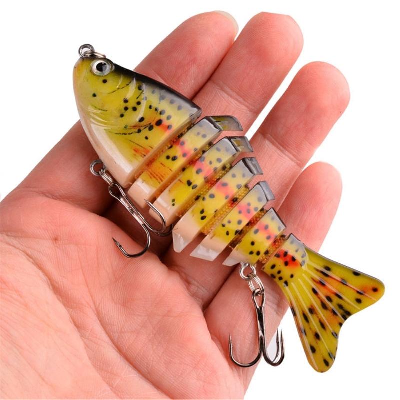 5pcs Artificial Hard Baits Swimming Lure with Treble Hook Multi Jointed Swimbait Saltwater Swimbait Fishing Tackle