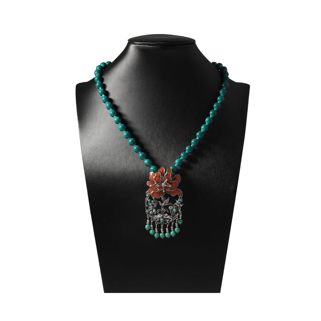 Personality niche ethnic style exaggerated flower swallow fringed alloy pendant necklace elegant temperament women's