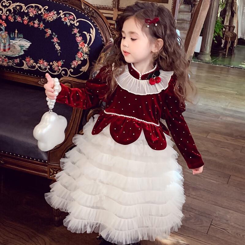 MIMIHELLO Girls  Long Sleeve Winter Princess Dress 130cm