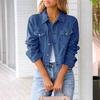 Women's Cropped Denim Jacket Casual Button Down Long Sleeve Coat Fall Spring