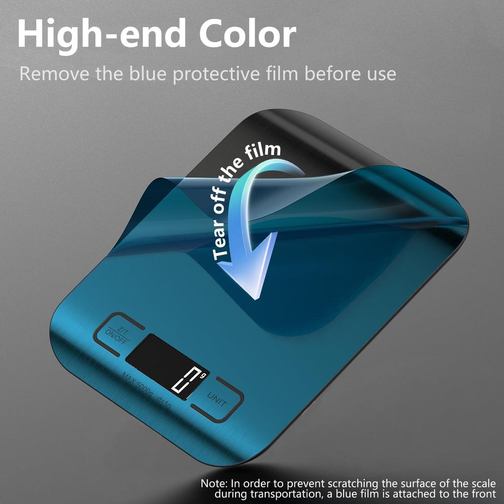 GeeRic Digital Kitchen Scale, Compact Electronic Scale, Weighs up to 10kg in 1g Increments, Tare Function, Waterproof and Stain-Resistant Surface, ML