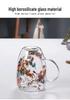 High-value Double-layer Glass Cup with Real Dried Flowers - Heat-resistant with Handle for Tea, Coffee, or Milk.