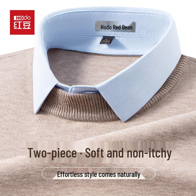 Hodo Men's Thickened Faux Two-Piece Knit Sweater