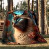1pc Cat Flowers Outdoor Flannel Blanket Soft All Season Polyester Throw , Perfect for Picnics & Travel , Picnic Accessory