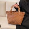 Women's Handmade Bamboo Shoulder Bag Large Wooden Beach Bag  Fashion