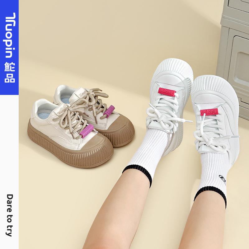 

Biscuit shoes thick baseplate shoes women s spring 2025 new fashion versatile white shoes casual board shoes 35 білий