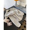 Early Autumn Hooded Striped Knitted Cardigan Women's Loose and Thin Soft Waxy Top