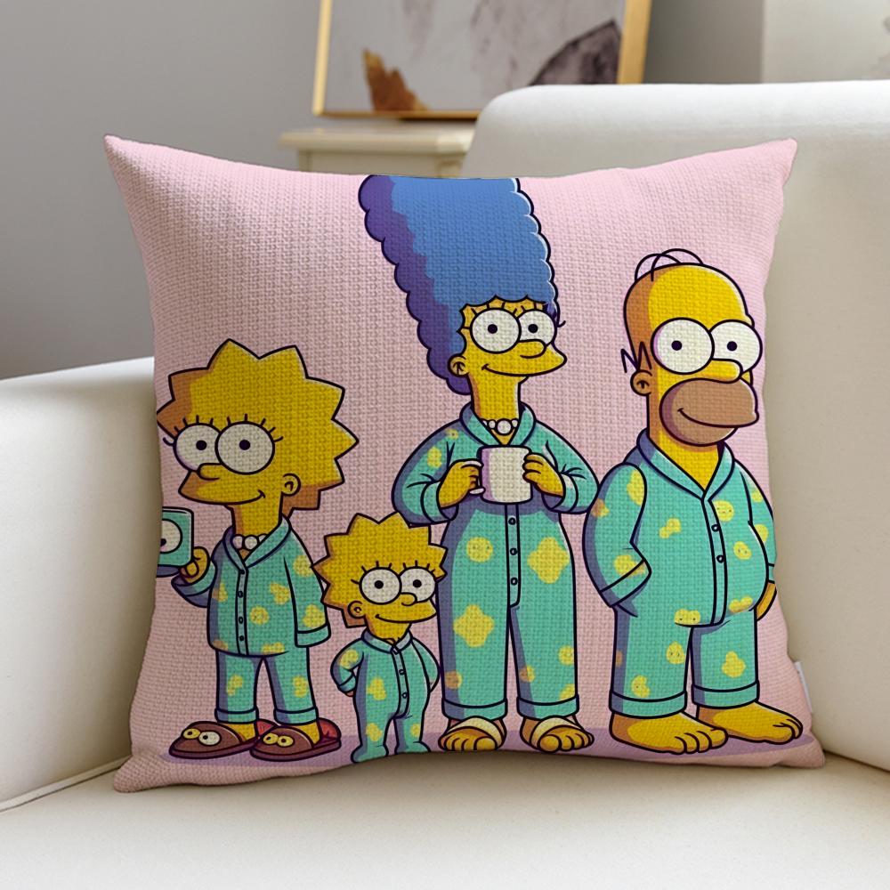 Iconic TThe SimpsonsS Cushion Cover Breathable and Skinfriendly Linen Pillowcase Square Removable and Washable Cushion
