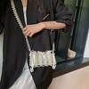 Urban Minimalist Pearl Chain Small Purse With Woven Material For Daily Use