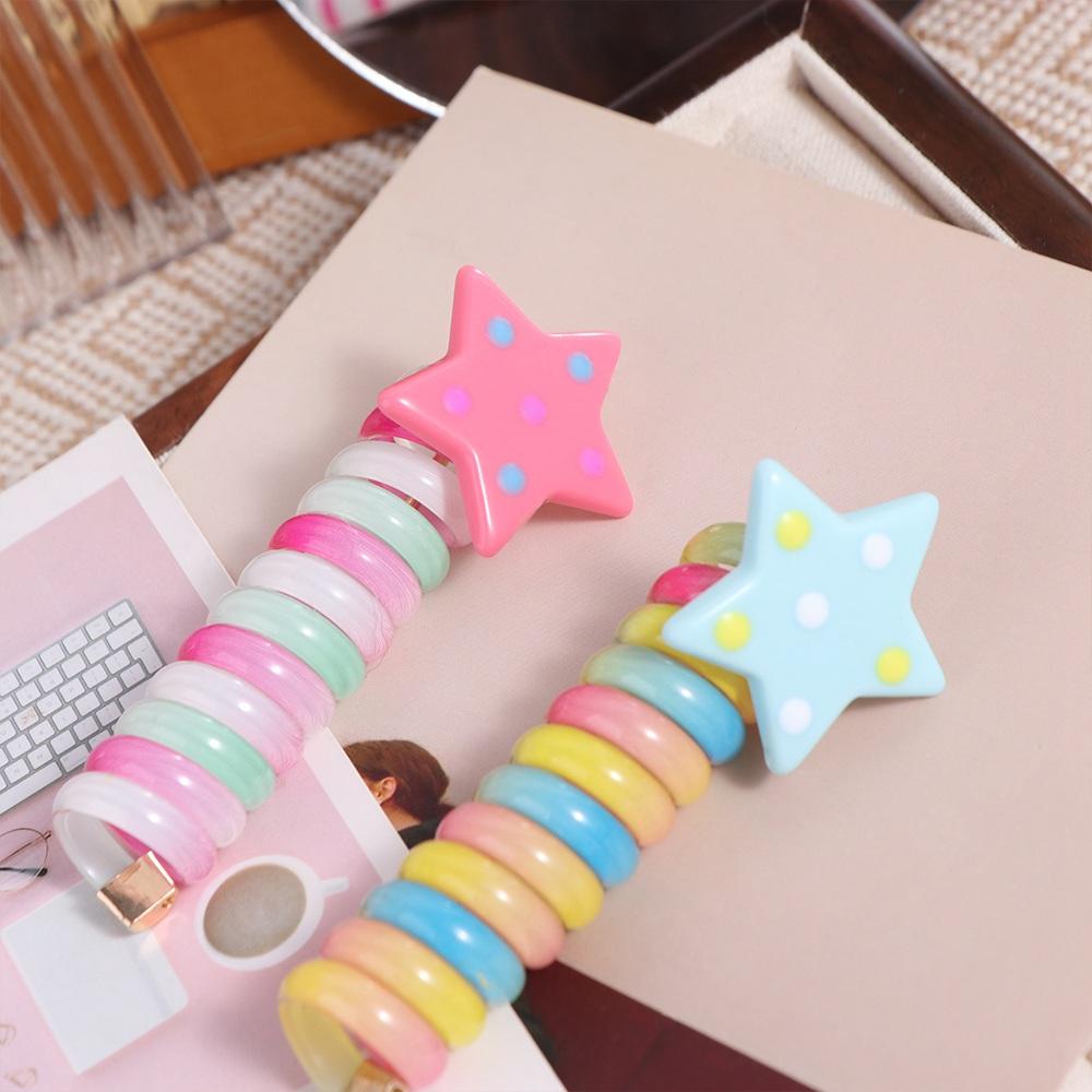 Candy Color Rainbow Hair Ring Star Spiral Coil Hair Rope Sweet Telephone Line Hair Rope  Wedding