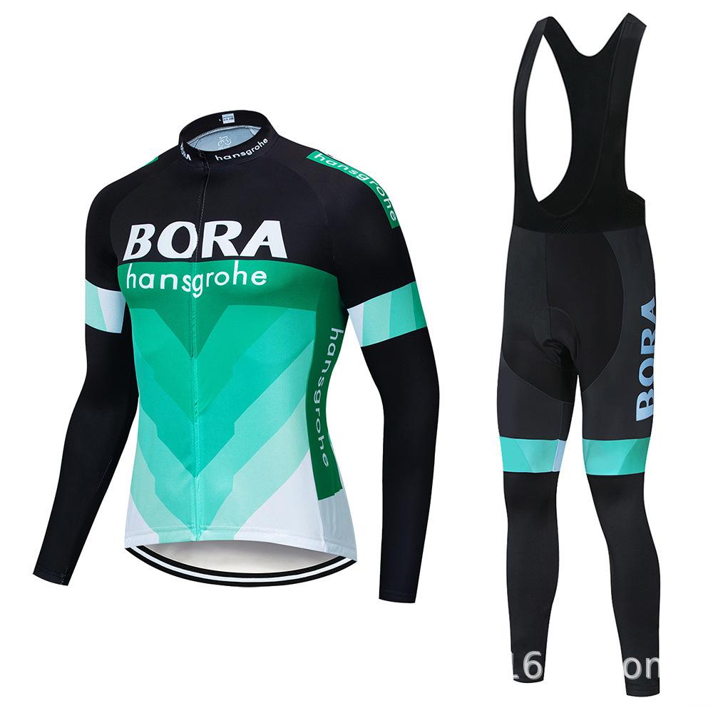 Spring and summer long-sleeved cycling suit, team version, quick-drying cycling strap suit, road cycling suit.