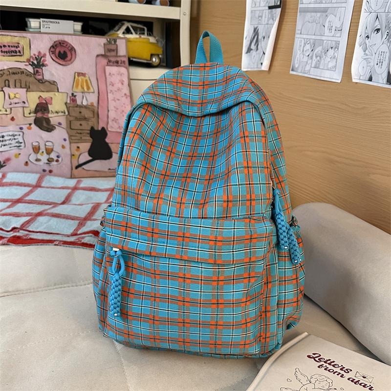 Plaid Student Schoolbag Women's Lightweight Large Capacity Backpack