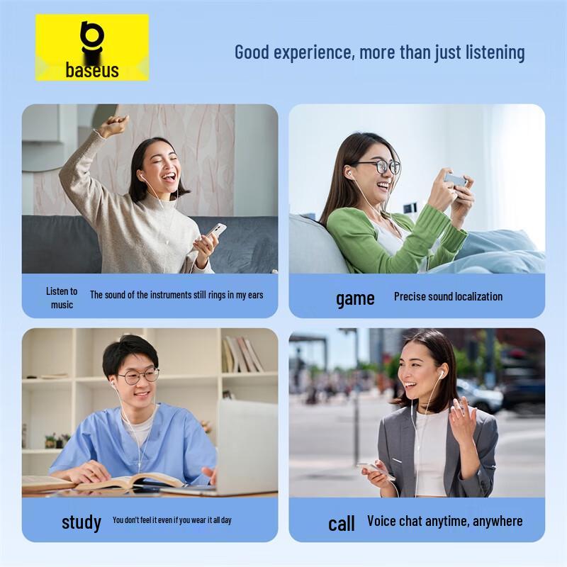 Baseus Auricolari Cablati CZ19 Half-in-Ear con Tipo-C